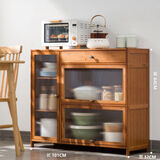 造木田园 北欧餐边柜现代简约实木竹家用一体靠墙高柜多功能柜子茶水柜 100长三门