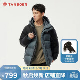 坦博尔羽绒服男短款连帽运动户外保暖外套厚530337D 山林迷踪绿 185 