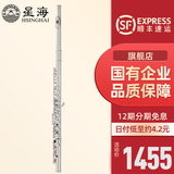 星海（XINGHAI INSTRUMENT）长笛镀银C调16键闭孔曲列E键长笛子专业院校考级长笛乐器 16孔C调白铜升级款XF-100（带E键）