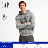 盖璞（GAP）男女装春款LOGO仿羊羔绒宽松连帽衫卫衣美版789781 灰色 L 美码  XL亚洲码185/104A
