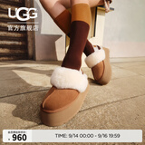 UGG秋季女士包头厚底LOGO松紧带休闲懒人毛毛鞋 1113474 CHE | 栗色 40 40码及以上建议正码正拍