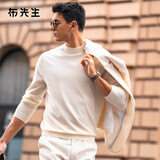 布先生佟大为明星同款春秋可机洗毛T羊毛衫男士毛衣纯色针织打底衫 【小高领】象牙白 L /175