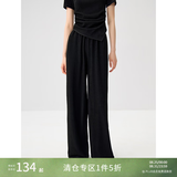 自巧小个子醋酸cleanfit t恤休闲裤套装女2024夏装新款慵懒感上衣 谧黑色休闲裤 XS (2码)