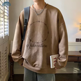 顶峰保罗（Dingfengbaoluo）麂皮绒卫衣长袖男美式vibe秋季潮流印花打底衫宽松DFL01咖啡3XL