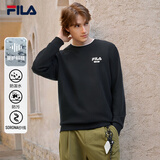 斐乐（FILA）男子套头运动卫衣秋季时尚休闲简约圆领套头衫保暖长袖上衣男装 正黑色-BK 2XL