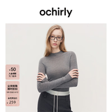 OCHIRLY【特享折扣】澳大利亚100%美丽诺羊毛半高领毛衣女高级冬 灰色 L