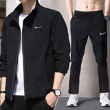 耐克（NIKE）男薄款速干运动套装2026秋季新款跑步健身训练服透气休闲梭织衣裤 【立领速干套装】 热推/外套+直筒长裤/晒图-10 L/175