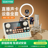 索爱（soaiy）直播设备全套装 手机声卡唱歌专用抖音网红主播户外K歌录音麦克风话筒支架专业外置 S6+SC9+灯