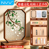 NVV【教师节礼物】diy掐丝珐琅玻璃茶盘手工diy材料包套装伴手礼非遗手工玻璃中国风团建亲子活动礼物