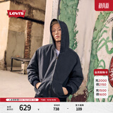 Levi's李维斯新款情侣同款美式水洗牛仔夹克棉服厚外套 深灰 L