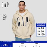 GAP男女装秋季logo印花抓绒宽松运动连帽衫卫衣786920 米色 L (175/96A)亚洲尺码【偏大,建议拍小一码】
