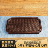 容山堂茗末黑檀木小茶盘整块实木雕刻竹编茶台壶承家用小号茶盘 黑檀木竹编干泡台-竹报平安