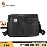 暇步士（Hush Puppies）单肩包男包横款牛皮大容量休闲潮流男士挎包邮差包生日礼物