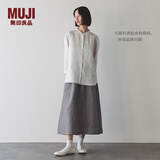 MUJI女式 汉麻棉轻便长裙 长半身裙女裙子 25年夏季女装 BE1VBC5S 灰色条纹 XL （165/74A）