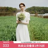 范思蓝恩月光裙 白色连衣裙女夏初恋领证小白裙24FS12002 白色 M