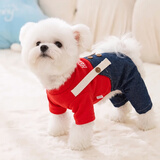憨憨宠宠物狗狗衣服 狗衣服中小型犬泰迪衣服冬季加绒加厚背带裤猫衣服 红色背带裤S号推荐4-6斤宠物