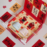 雪束新婚礼物结婚订婚实用送新人新娘闺蜜创意陶瓷杯子摆件套装伴手礼 新人转转摆件+萌兔杯+大囍杯垫（木质礼盒装）