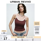 UR2026夏季新款女装基础百搭运动风撞色领口吊带背心UWB460010 棕红 XS