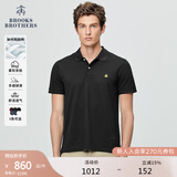 布克兄弟（BrooksBrothers）男士夏季新品金羊刺绣珠地网眼修身短袖Polo衫 0004-黑色 S
