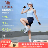 骆驼（CAMEL）运动短裤男2026春夏透气速干训练跑步健身短袖短裤女 J0S1U8125-2，藏蓝，女 XL