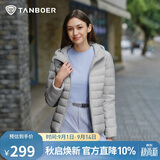 坦博尔轻薄羽绒服女短款连帽百搭休闲秋冬女士外套 珍珠月灰 3XL(185)