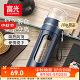富光玻璃杯 高硼硅泡茶杯子 茶水分离杯 商务办公便携塑玻水杯男女士
