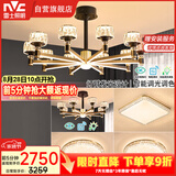 雷士（NVC）美式轻奢现代轻奢客厅灯灯臂发光吊灯三室两厅套餐WHXD100W/G-01