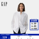 GAP男装秋季经典款纯棉基础款翻领长袖衬衫常规上衣美版422488 白色 422488 M 美码 L亚洲码180/96A