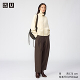 优衣库打褶廓形长裤女装合作款休闲裤裤子491087 38 深褐色 67 /160/68A