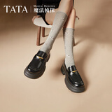 他她（TATA）魔法侦探英伦厚底乐福鞋女鞋小皮鞋单鞋 黑色 37