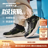 Skechers斯凯奇儿童秋冬休闲男女童二棉鞋轻质加绒保暖靴405222L/302583L 男童/黑色/绿色/BKGR 38