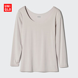 优衣库HEATTECH U领T恤/8分袖女装保暖衣478934 485810 478934/02浅灰色 M