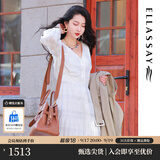 歌力思（ELLASSAY）【张婧仪同款】初恋小白裙新款100%桑蚕丝法式镂空真丝连衣裙 白色织提花绣花 S