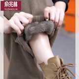 YUZHAOLIN加绒休闲裤子女2026秋冬季新款加厚羊羔绒卫裤雪尼尔束脚运动裤女 卡其色加绒 L