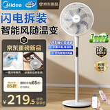 美的（Midea）【闪拆系列】一键闪电拆装直流变频家用语音电风扇一级能效静音落地扇大风力卧室立式电扇SDJ30BC
