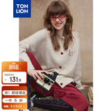 唐狮（TonLion）毛衣女秋圆领净色爱心钮扣小众温柔甜酷风开衫毛线衫春秋女式毛衣