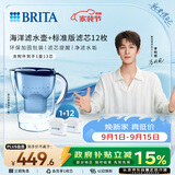碧然德（BRITA）过滤净水器 家用滤水壶 净水壶 Marella 海洋系列 蓝色+多效滤芯12枚（含附件）