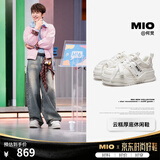 MIO张真源刘雨昕同款米奥男厚底增高休闲板鞋女运动鞋增高板鞋 米白色 何炅同款/ 5.5cm 42 (260mm)