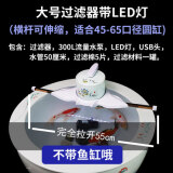 北极冰圆形陶瓷鱼缸过滤器循环水泵造景金鱼缸过滤器 新款陶瓷盆过滤器+LED灯(大号)