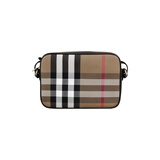 BURBERRY巴宝莉新款女士黑色牛皮帆布实用相机包80840271