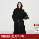 范思蓝恩【徐若晗同款】钻石立裁系列复古立领双面呢大衣女秋冬羊毛呢外套 黑色 M