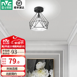 雷士（NVC）过道灯led玄关灯 北欧创意时尚水晶卧室餐厅灯过道走廊衣帽间门厅 胧月哑黑 镂空鸟巢-赠三色光源
