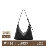 裘真（qiuzhen）【明星推荐】 经典hobo包植鞣牛皮腋下通勤休闲饺子女包 黑色-小号（羊皮） 小包/大包