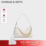 CHARLES&KEITH柔软拉链式褶皱单肩包腋下包包女包生日礼物CK2-40782472 Cream奶白色 S