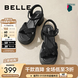 百丽（Belle）满钻条带繁星休闲凉鞋女商场款厚底凉鞋A9S2DBL4 黑色 39 (245mm)