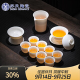 苏氏陶瓷丨羊脂玉德化白瓷丰亭三才盖碗功夫茶具精致礼盒130ML