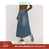 茵曼（INMAN）【100%棉】绣花衬衫女2026秋季女装新款白色立领休闲宽松长袖衬衣 牛仔蓝半身裙-18438189 M （裤子 27码）