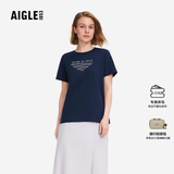 AIGLE艾高轻奢短袖T恤春夏经典款DFT户外速干透汽上衣抗菌女 帝国深蓝 AT491 M (165/88A)