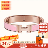 爱马仕（HERMES）手镯 Clic合金珐琅手镯 经典款H扣手镯男女同款 圣诞礼物 礼盒装 粉色-玫瑰金
