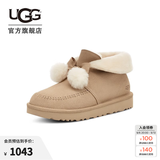 UGG秋季女士时尚舒适平底圆头蝴蝶结翻折鞋口懒人毛毛鞋 1153517 SWD | 木屑色 38